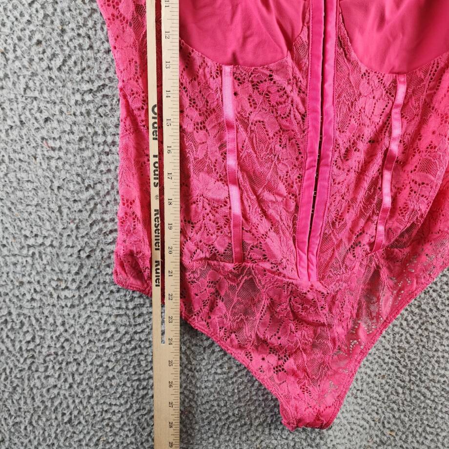 Free People Night Rhythm Lace Bodysuit Women's XL Raspberry Sorbet Adjustable