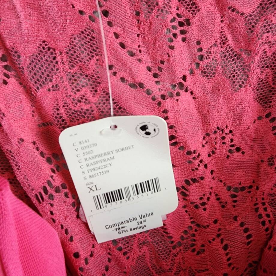 Free People Night Rhythm Lace Bodysuit Women's XL Raspberry Sorbet Adjustable