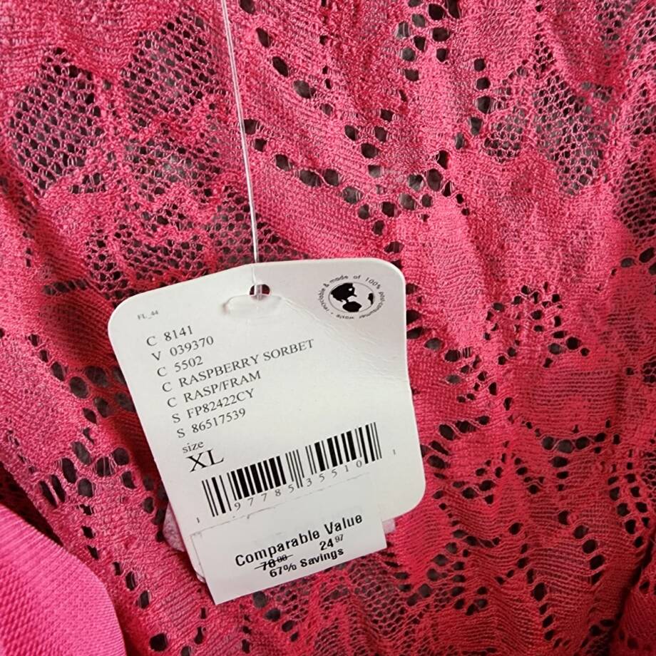 Free People Night Rhythm Lace Bodysuit Women's XL Raspberry Sorbet Adjustable