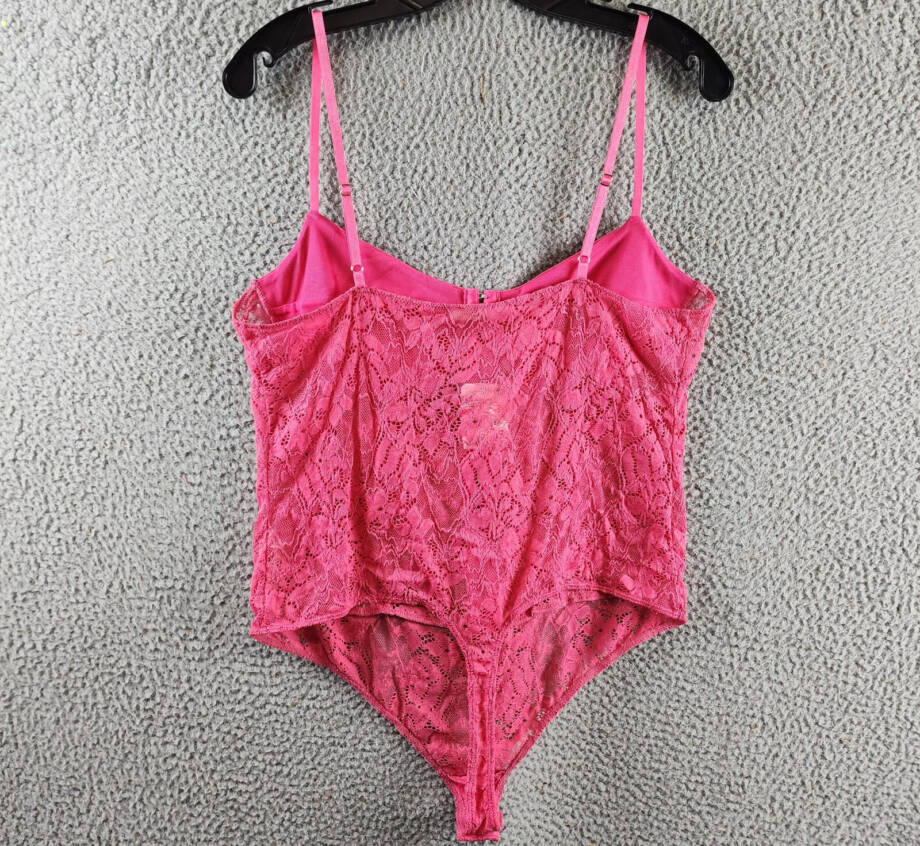 Free People Night Rhythm Lace Bodysuit Women's XL Raspberry Sorbet Adjustable