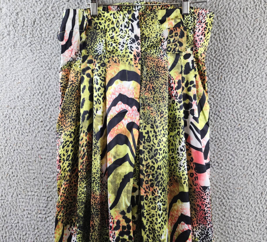 Gracia Printed Parachute Pants Women's S Green Multi Elastic Cuffs High Rise