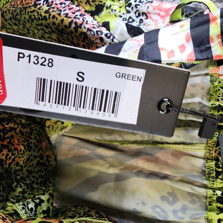 Gracia Printed Parachute Pants Women's S Green Multi Elastic Cuffs High Rise