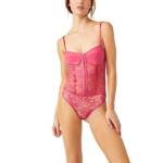 Free People Night Rhythm Lace Bodysuit Women's S Raspberry Sorbet Adjustable