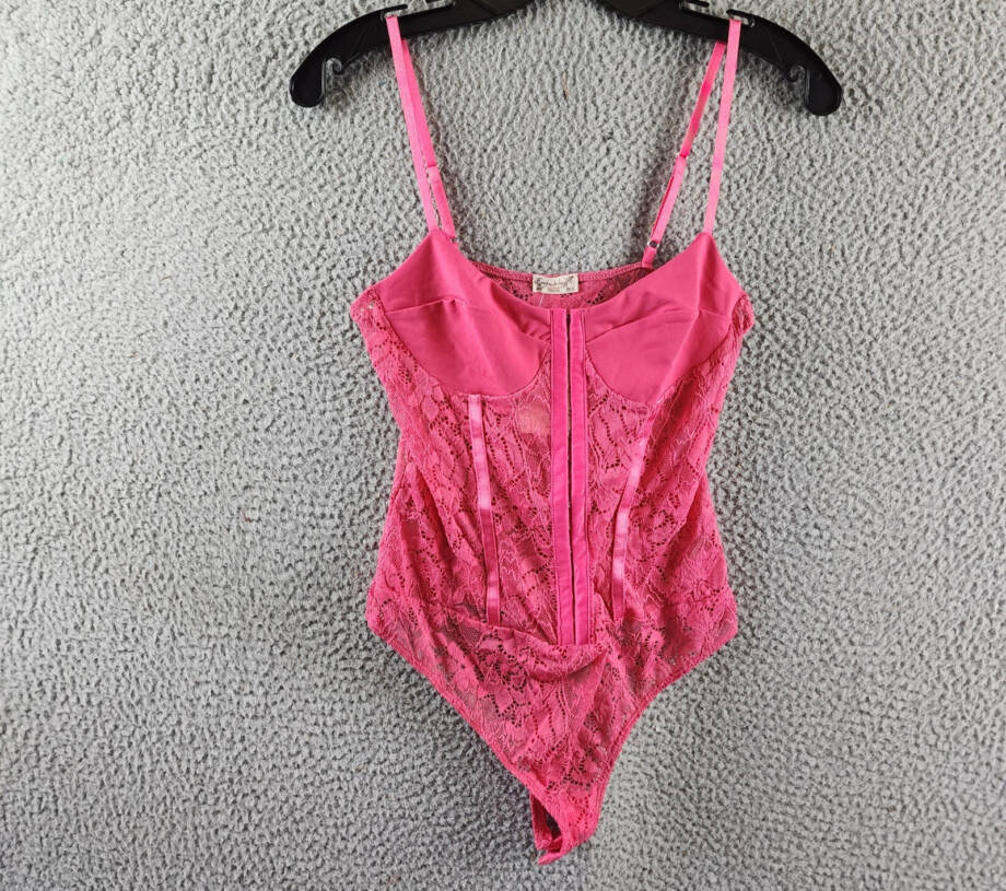 Free People Night Rhythm Lace Bodysuit Women's S Raspberry Sorbet Adjustable