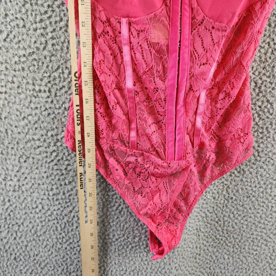 Free People Night Rhythm Lace Bodysuit Women's S Raspberry Sorbet Adjustable