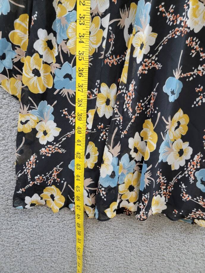 Lauren Ralph Lauren Belted Floral A-Line Dress Women's 10 Black Multi Side Zip