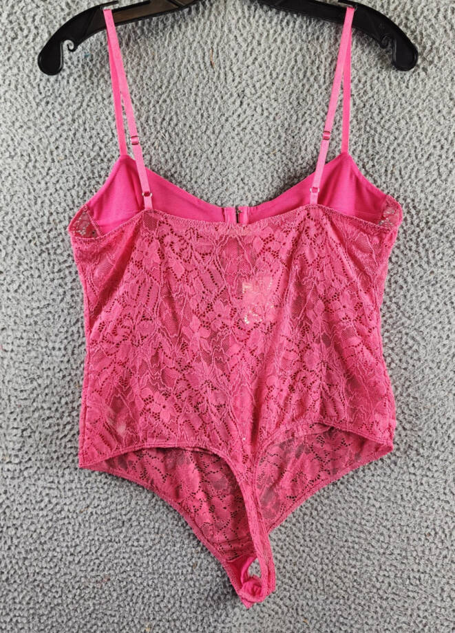 FREE PEOPLE Intimately Thong Bodysuit L Raspberry Sorbet Adjustable Straps