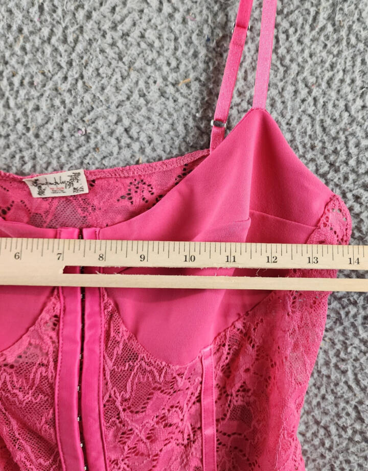 FREE PEOPLE Intimately Thong Bodysuit L Raspberry Sorbet Adjustable Straps