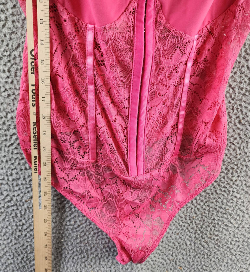 FREE PEOPLE Intimately Thong Bodysuit L Raspberry Sorbet Adjustable Straps