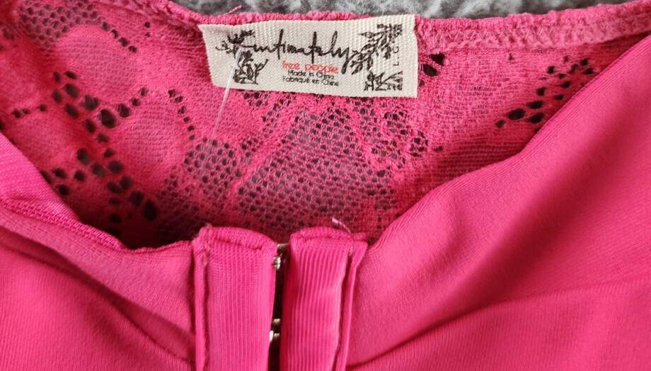 FREE PEOPLE Intimately Thong Bodysuit L Raspberry Sorbet Adjustable Straps