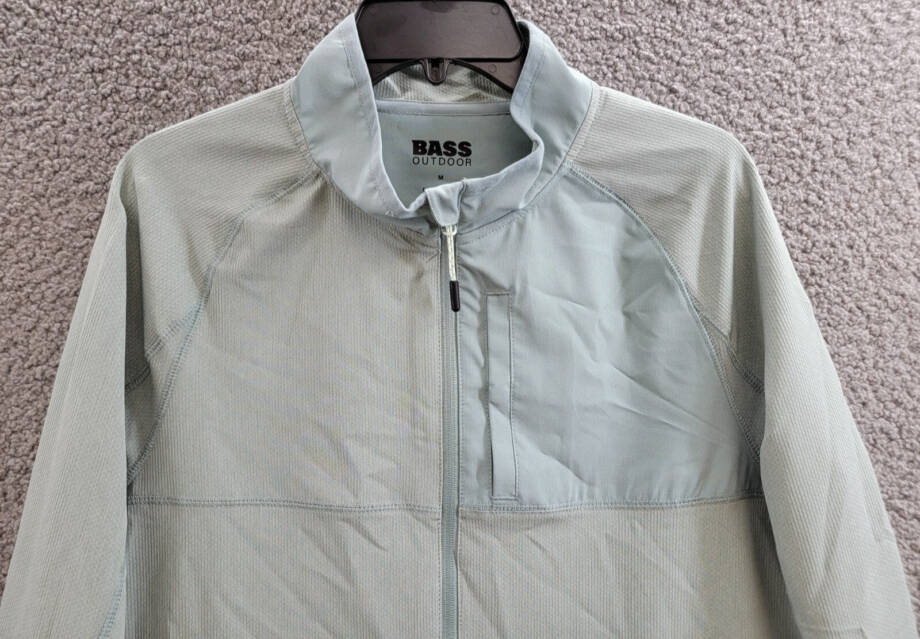 Bass Outdoor Full Zip Trail Jacket Men's M Silver Blue Cationic Long Sleeve