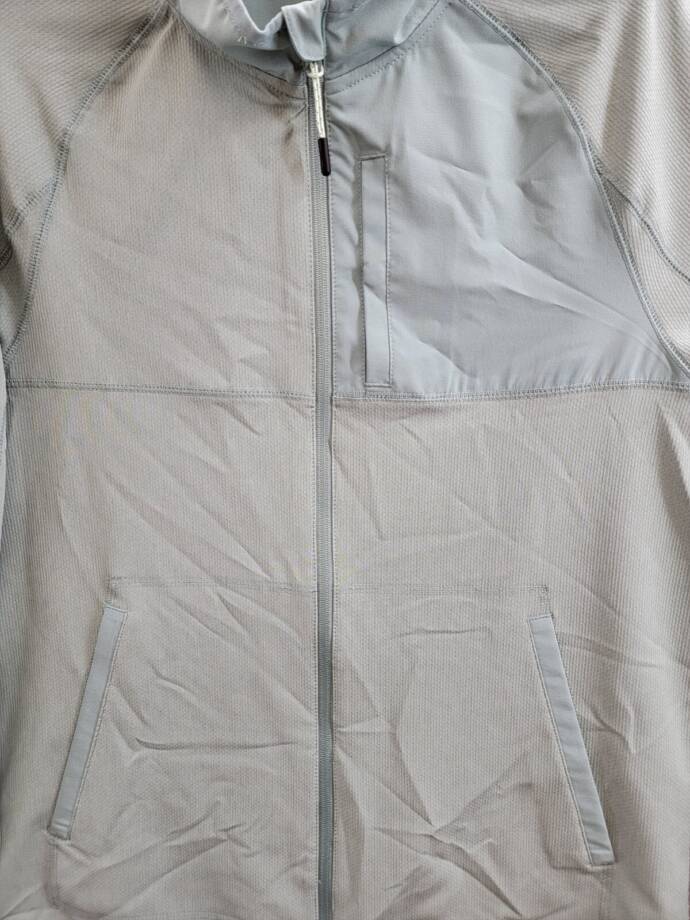 Bass Outdoor Full Zip Trail Jacket Men's M Silver Blue Cationic Long Sleeve