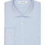 Calvin Klein Steel + Slim-Fit Wrinkle-Free Dress Shirt Men's 17.5 34/35 Blue