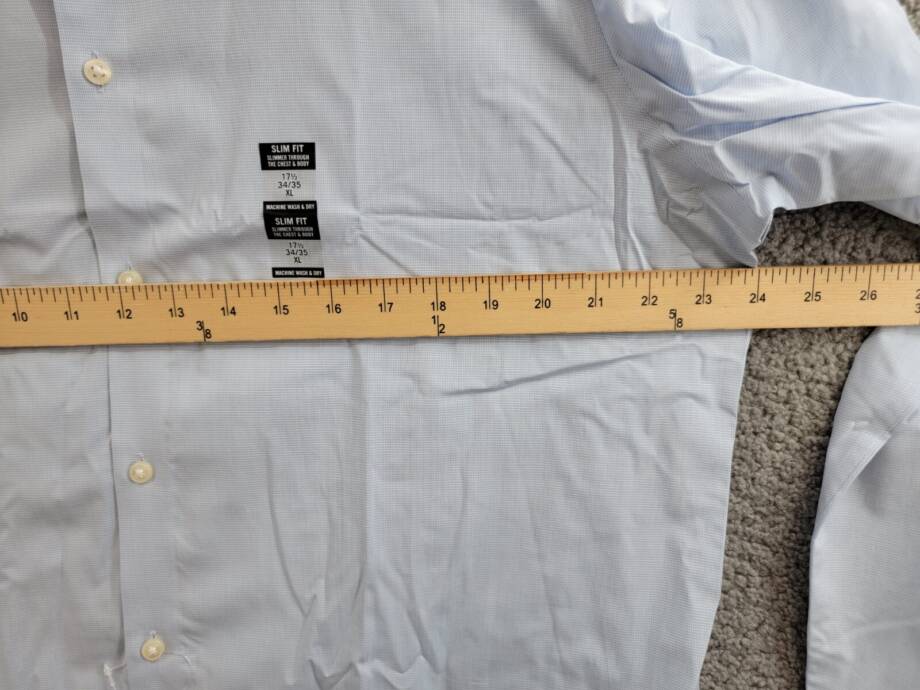 Calvin Klein Steel + Slim-Fit Wrinkle-Free Dress Shirt Men's 17.5 34/35 Blue