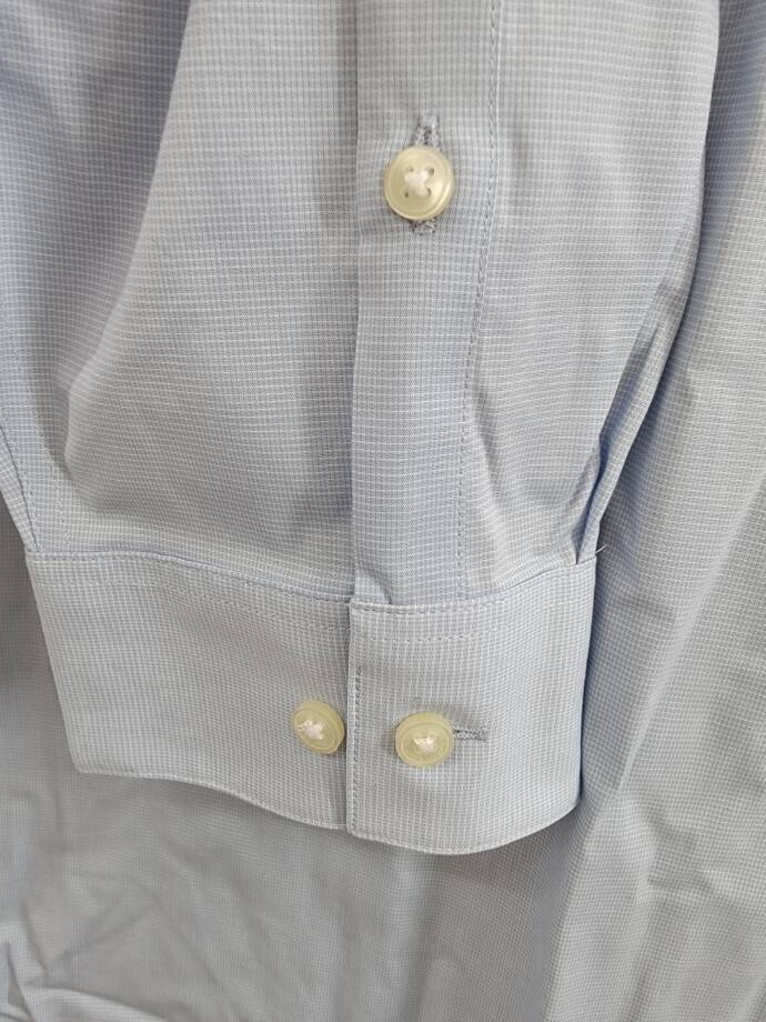 Calvin Klein Steel + Slim-Fit Wrinkle-Free Dress Shirt Men's 17.5 34/35 Blue