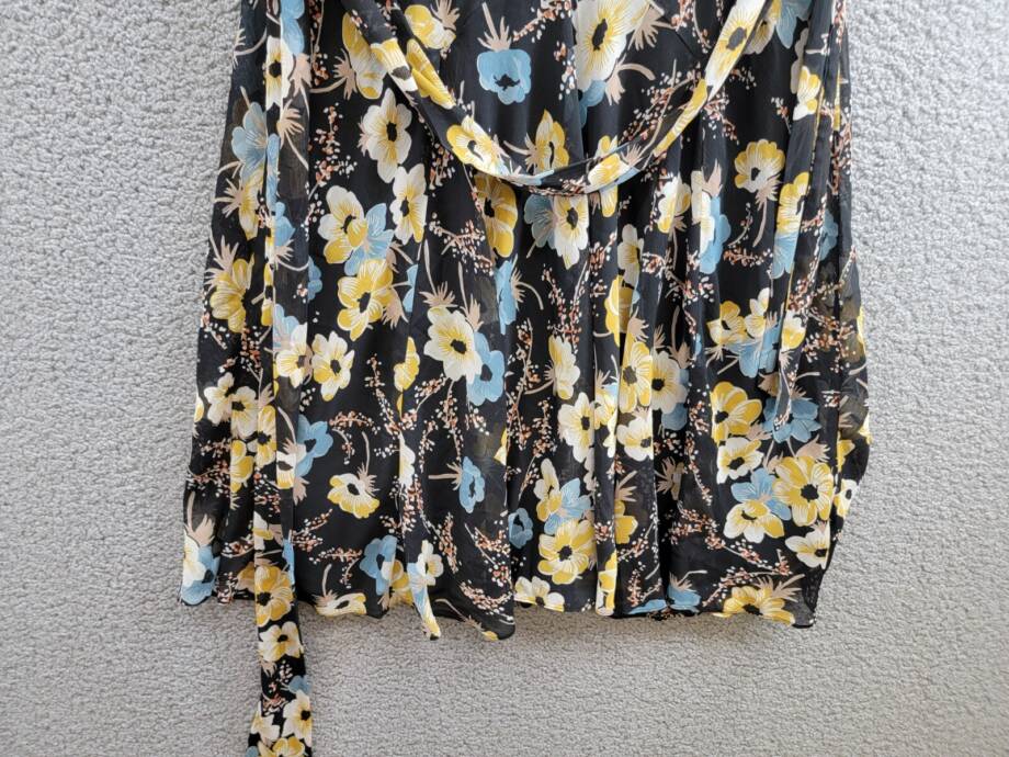 Lauren Ralph Lauren Belted Floral A-Line Dress Women's 10 Black Multi Side Zip