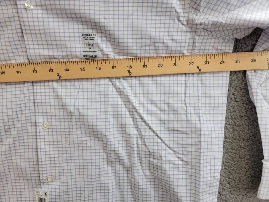 Calvin Klein Steel + Regular Fit Check Dress Shirt Men's 17 32/33 Blue Multi
