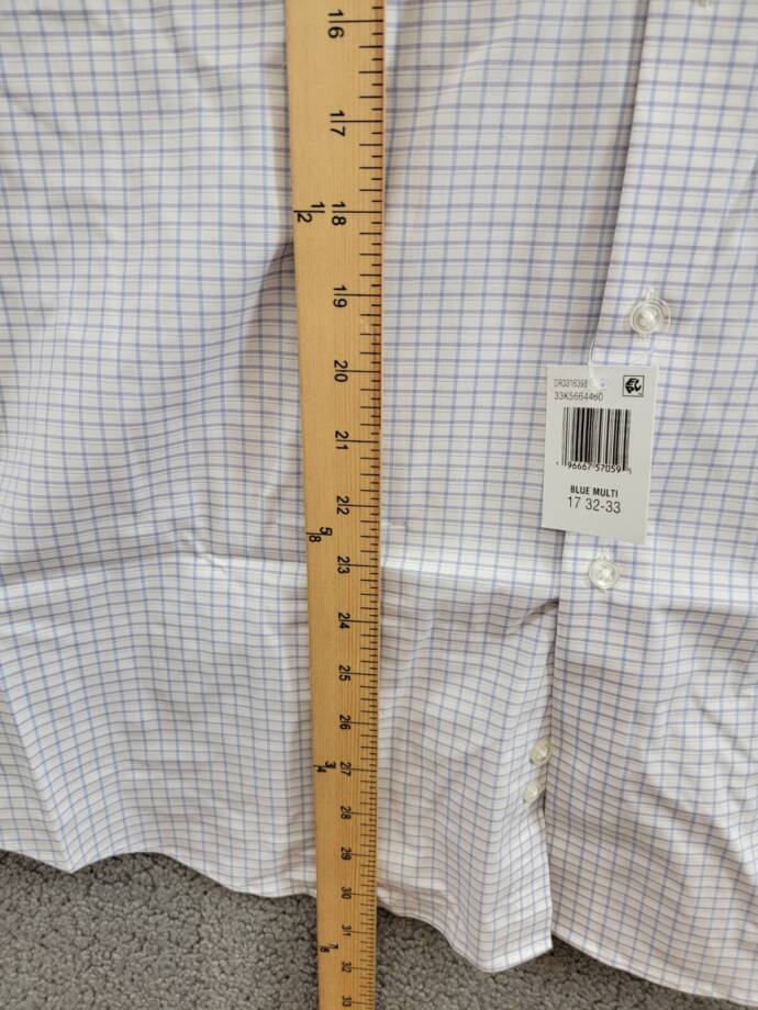 Calvin Klein Steel + Regular Fit Check Dress Shirt Men's 17 32/33 Blue Multi