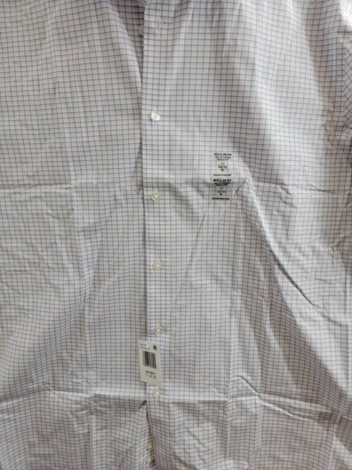 Calvin Klein Steel + Regular Fit Check Dress Shirt Men's 17 32/33 Blue Multi