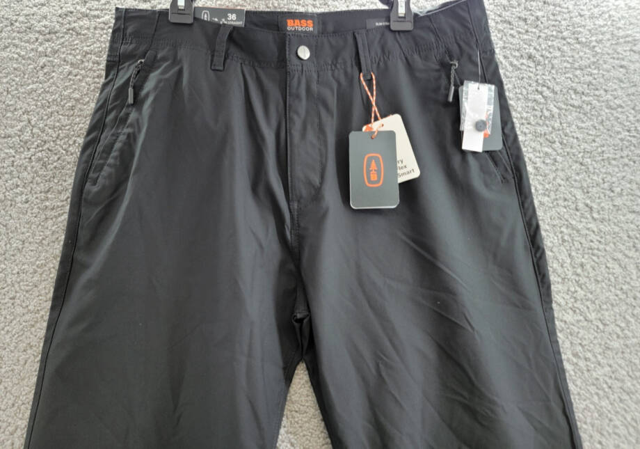 Bass Outdoor Straight-Fit Traveler Pants Men's 36 Caviar High Rise Side Pockets