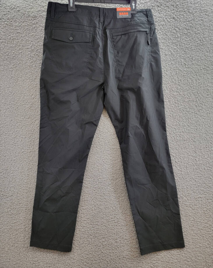 Bass Outdoor Straight-Fit Traveler Pants Men's 36 Caviar High Rise Side Pockets