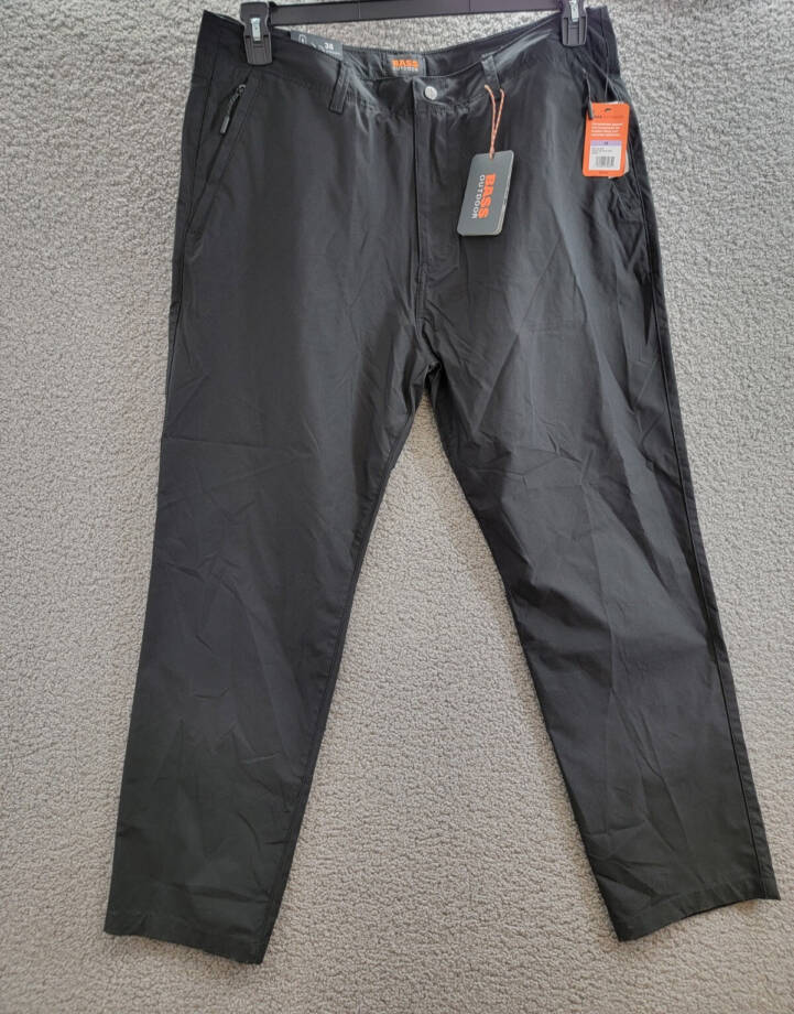 Bass Outdoor Straight-Fit Traveler Pants Men's 38 Caviar High Rise Side Pockets