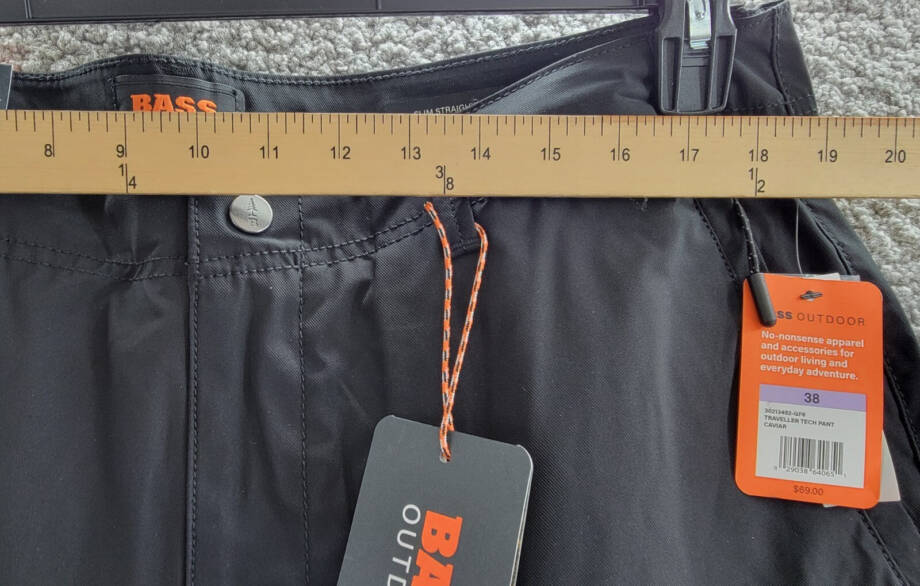 Bass Outdoor Straight-Fit Traveler Pants Men's 38 Caviar High Rise Side Pockets