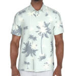 PGA TOUR Oversized Palm Print Short Sleeve Performance Polo Men's L White/Navy