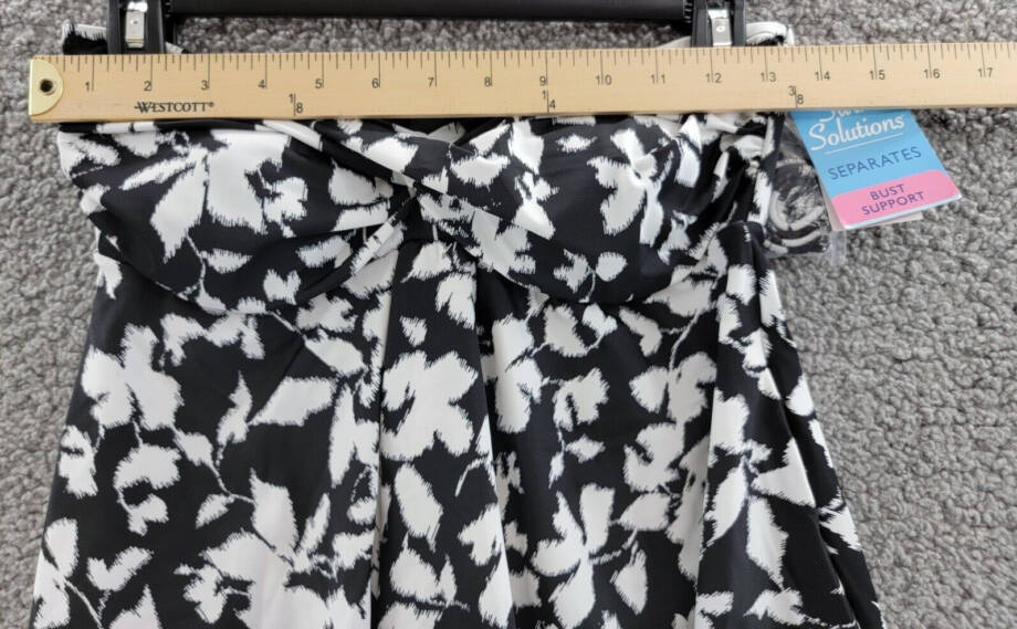 Swim Solutions Printed Flyaway Tankini Top Women's 8 Black/White Pullover