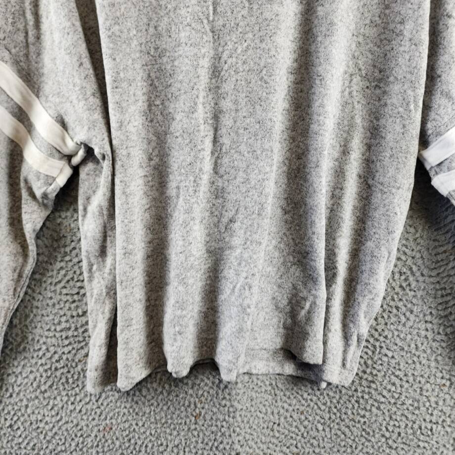 Aqua Athletic Stripe Sleeve Knit Sweatshirt Women's M Gray Heather Crewneck L/S