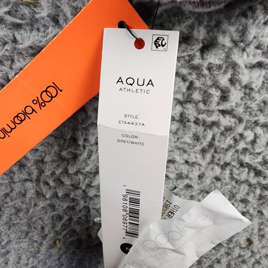 Aqua Athletic Stripe Sleeve Knit Sweatshirt Women's M Gray Heather Crewneck L/S