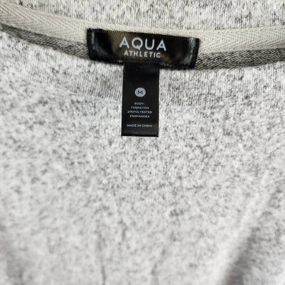Aqua Athletic Stripe Sleeve Knit Sweatshirt Women's M Gray Heather Crewneck L/S