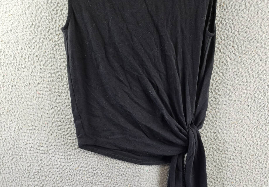 Karen Kane Sleeveless Side Tie Top Women's M Black Solid Crew Neck Pullover