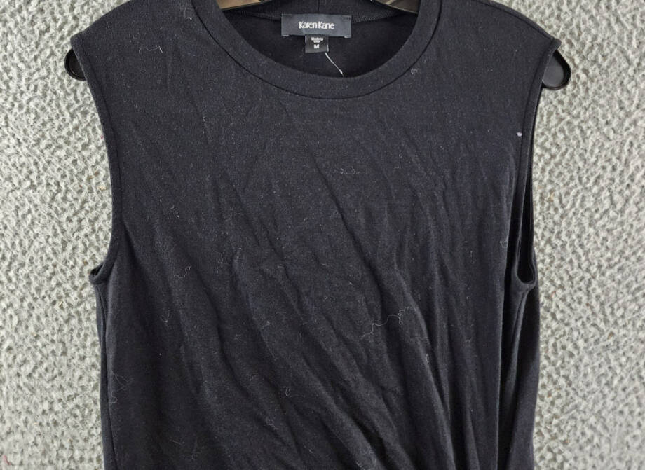Karen Kane Sleeveless Side Tie Top Women's M Black Solid Crew Neck Pullover