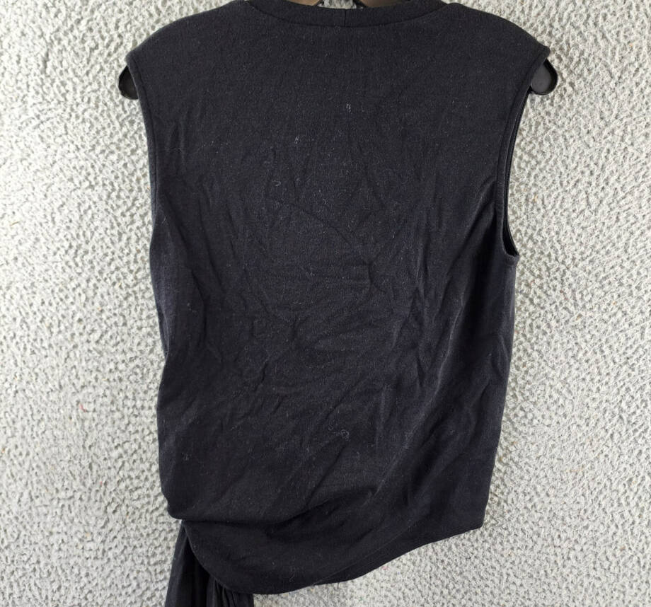 Karen Kane Sleeveless Side Tie Top Women's M Black Solid Crew Neck Pullover
