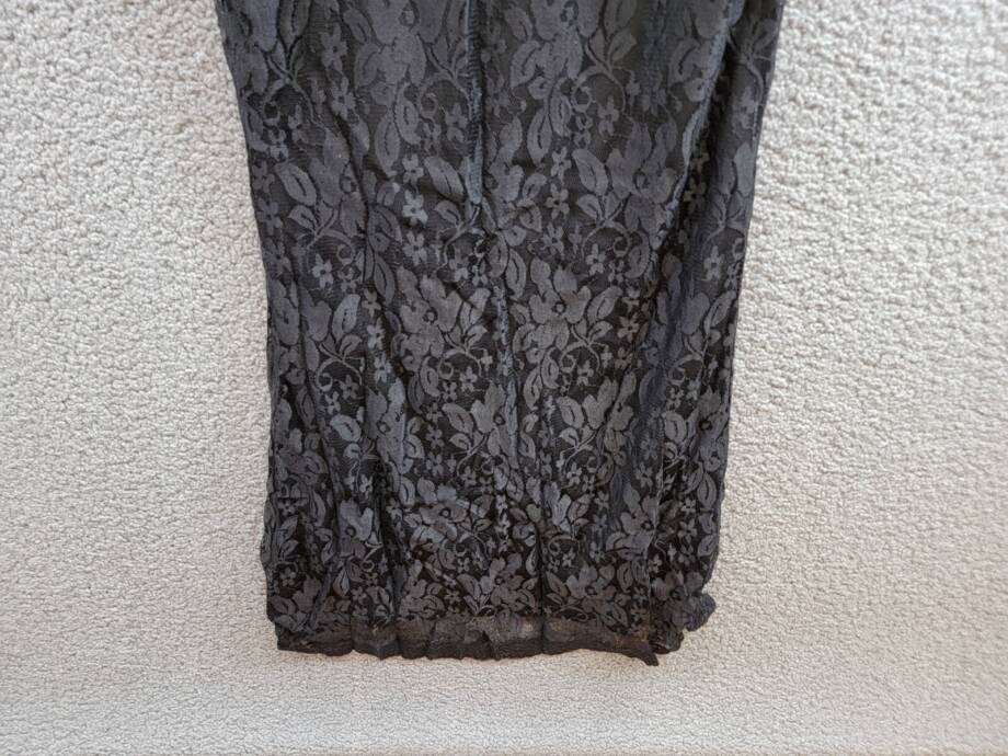 AQUA Lace Corset Slip Dress Women's XS Black Scalloped Hem Adjustable Strap