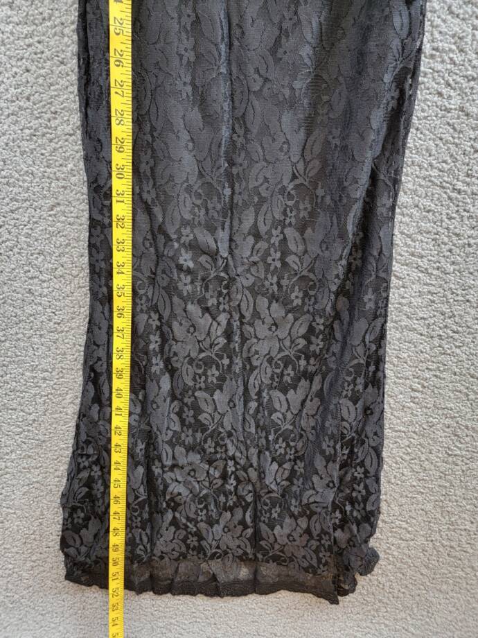 AQUA Lace Corset Slip Dress Women's XS Black Scalloped Hem Adjustable Strap