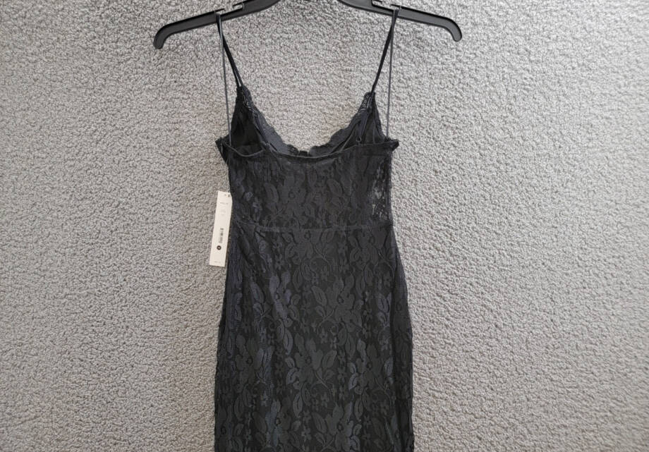 AQUA Lace Corset Slip Dress Women's XS Black Scalloped Hem Adjustable Strap
