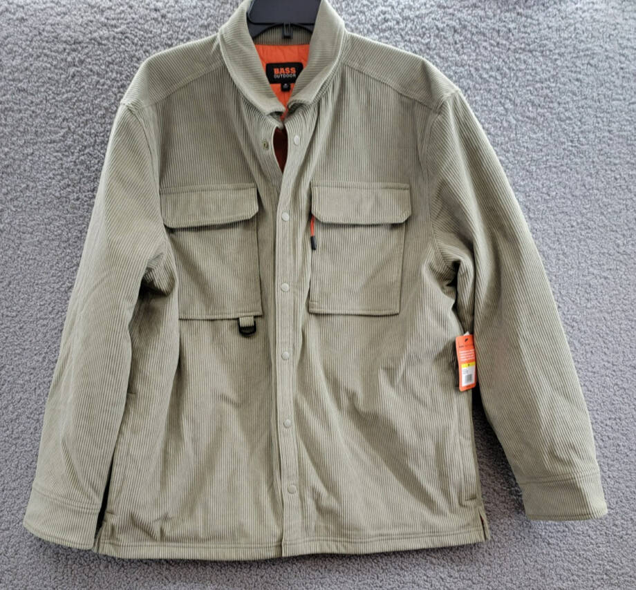 BASS OUTDOOR Relaxed Fit Corduroy Shirt Jacket Men's M Overland Trek Button Snap