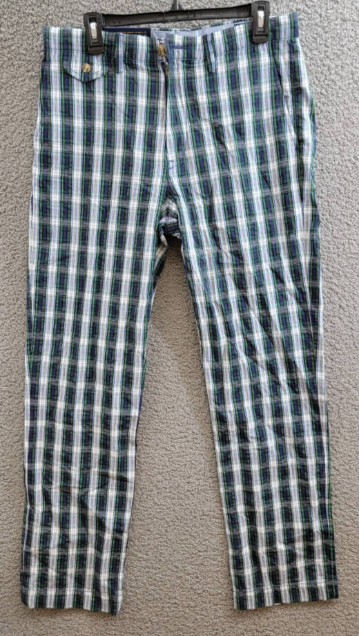 Polo Ralph Lauren Classic-Fit Seersucker Pants Men's 32/32 White/Navy Belt Loops