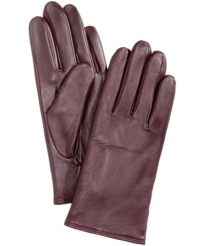 Charter Club Cashmere-Wool Lined Leather Tech Gloves Women's XS Emillion Slip On