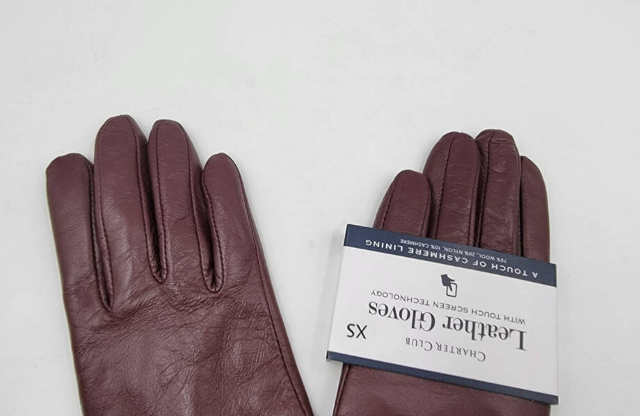 Charter Club Cashmere-Wool Lined Leather Tech Gloves Women's XS Emillion Slip On