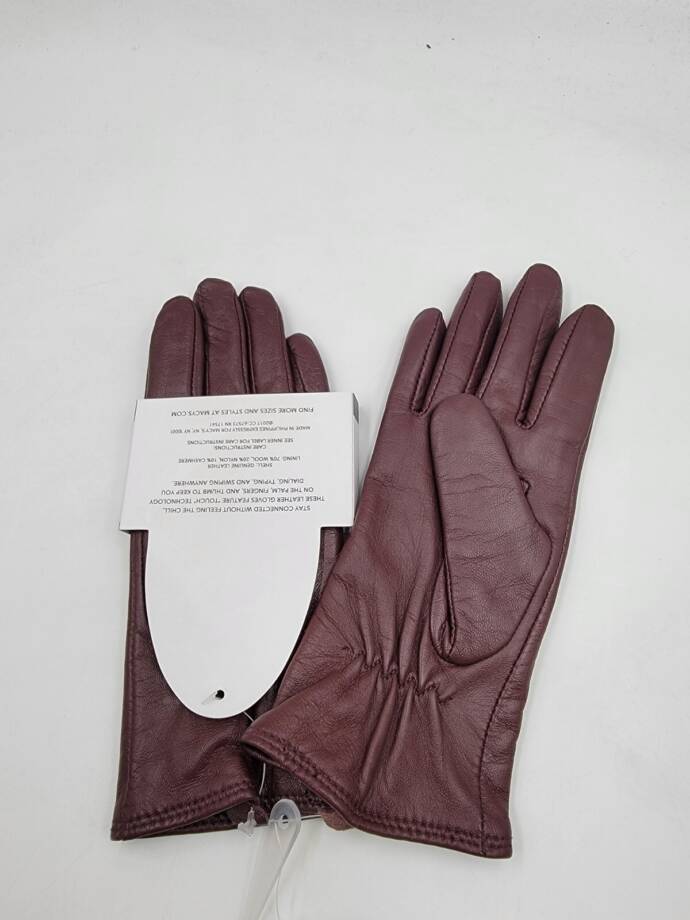 Charter Club Cashmere-Wool Lined Leather Tech Gloves Women's XS Emillion Slip On
