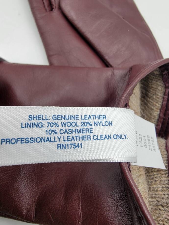 Charter Club Cashmere-Wool Lined Leather Tech Gloves Women's XS Emillion Slip On