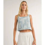Sadie & Sage Aloha Reversible Denim Vest Women's S Blue Sleeveless Zip Closure