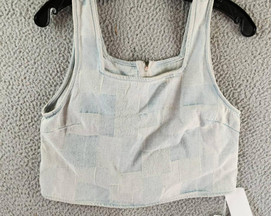 Sadie & Sage Aloha Reversible Denim Vest Women's S Blue Sleeveless Zip Closure