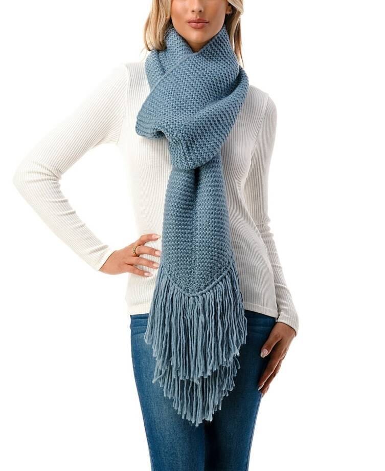 Marcus Adler Ultra Soft Fringe-Trim Winter Scarf Women's One Size Blue