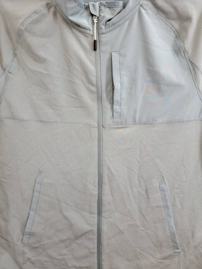 BASS OUTDOOR Full Zip Trail Jacket Men's XL Silver Blue Mock Neck Long Sleeve