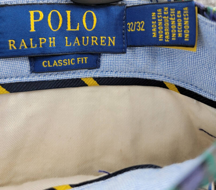 Polo Ralph Lauren Classic-Fit Seersucker Pants Men's 32/32 White/Navy Belt Loops
