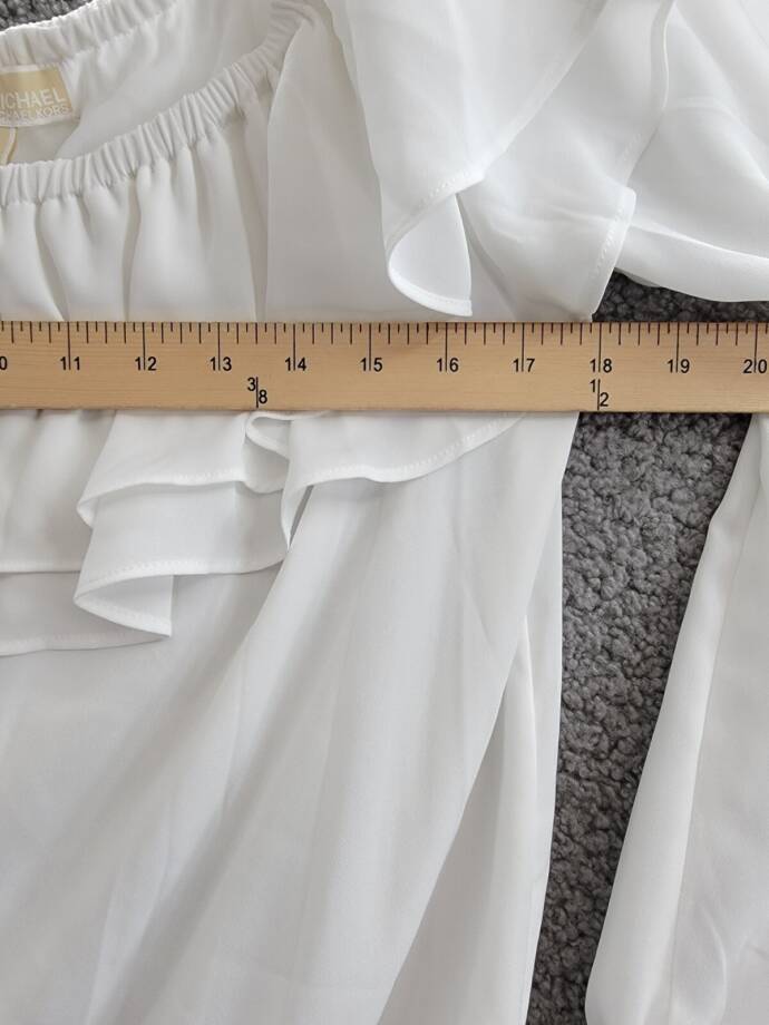 MICHAEL Michael Kors Ruffled Off-the-Shoulder Peasant Top Women's S White L/S